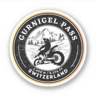 Gurnigel Pass schweiziska alperna motorcykeltur Klistermärken