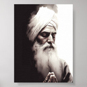 Gurū Nānak Abstrakt Porträtt - Sikh Poster