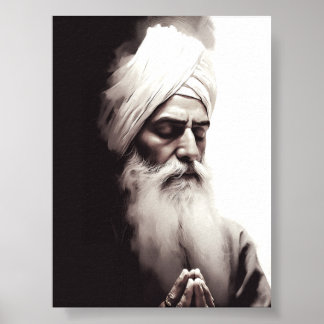 Gurū Nānak Abstrakt Porträtt - Sikh Poster
