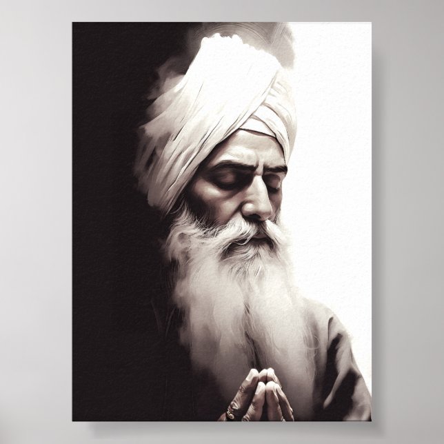 Gurū Nānak Abstrakt Porträtt - Sikh Poster (Framsidan)