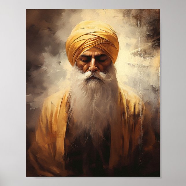 Gurū Nānak Porträtt - Sikh Poster (Framsidan)
