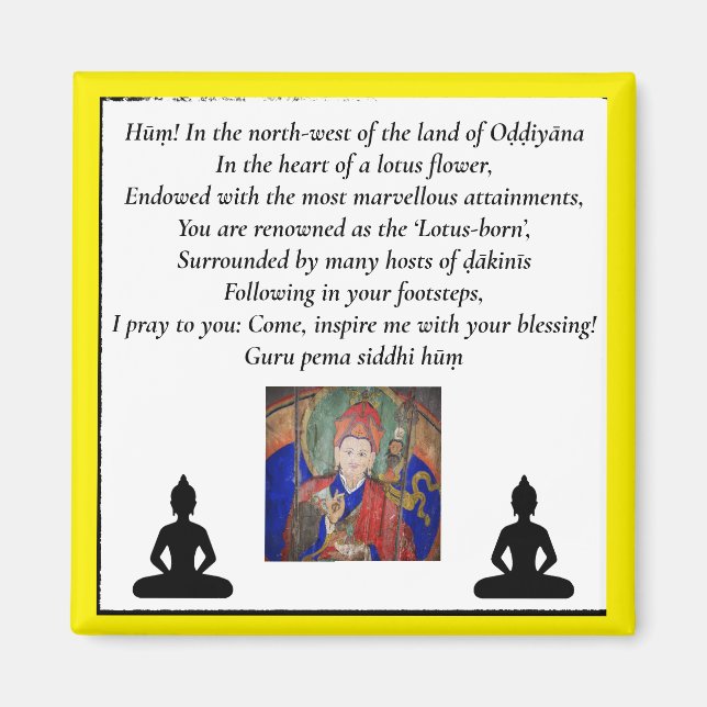 Guru Rinpoche & Seven Line Prayer /Padmasambhava Magnet (Framsidan)