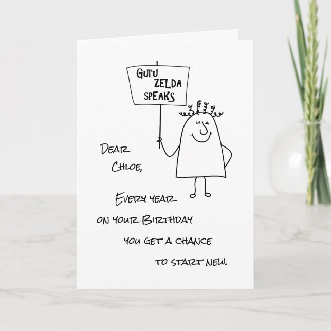 Guru Zelda Talaks Lycklig: Nya födelsedag Hälsning Helgkort (Framsida)