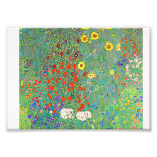 Gustav Klimt 1907,Farm Garden med solblommor. Fototryck