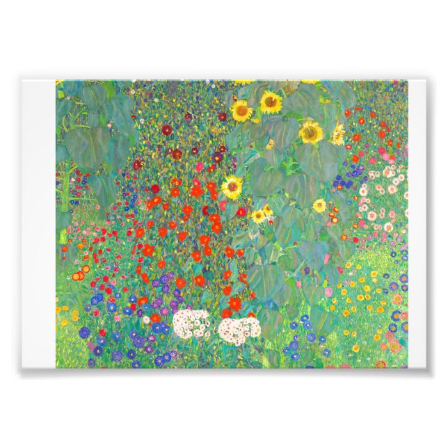 Gustav Klimt 1907,Farm Garden med solblommor. Fototryck (Framsidan)