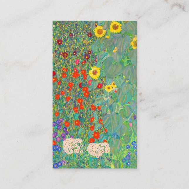 Gustav Klimt 1907,Farm Garden med solblommor. Visitkort (Framsida)