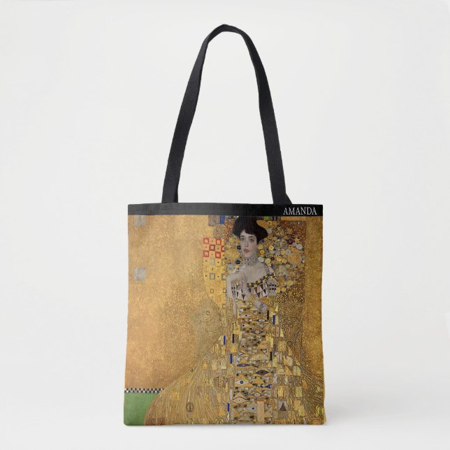Gustav Klimt – Adele Bloch-Bauer – Anpassad text  Tygkasse (Framsida)