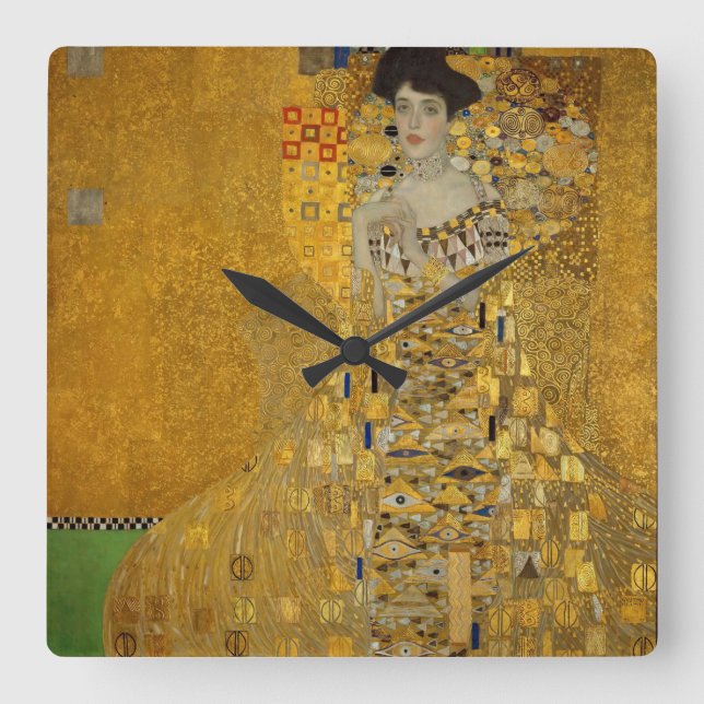 Gustav Klimt - Adele Bloch-Bauer I Fyrkantig Klocka (Framsida)