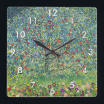 Gustav Klimt - Apple Träd Fyrkantig Klocka<br><div class="desc">Apple Träd I - Gustav Klimt,  Oil on Canvas,  1907</div>