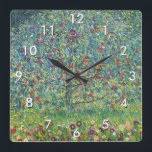 Gustav Klimt - Apple Träd Fyrkantig Klocka<br><div class="desc">Apple Träd I - Gustav Klimt,  Oil on Canvas,  1907</div>