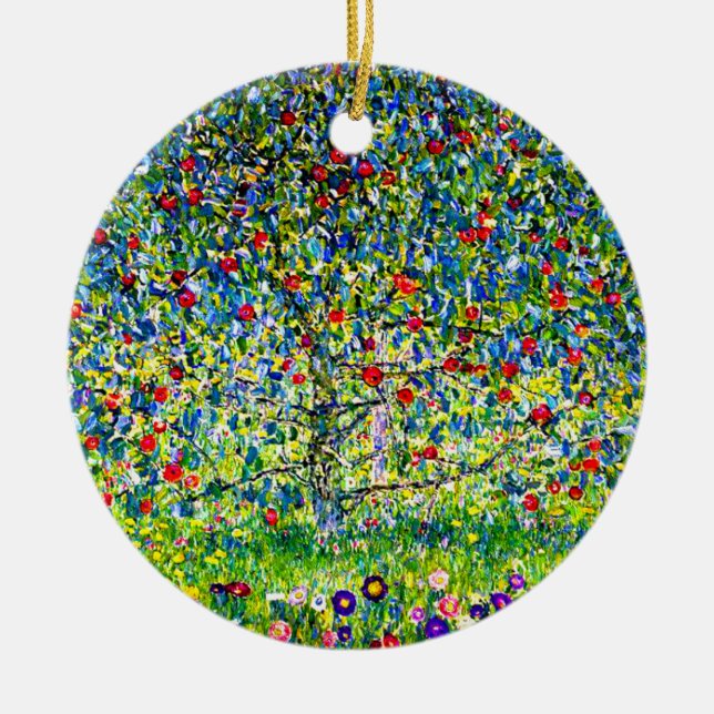 Gustav Klimt Apple Träd Julgransprydnad Keramik (Framsidan)