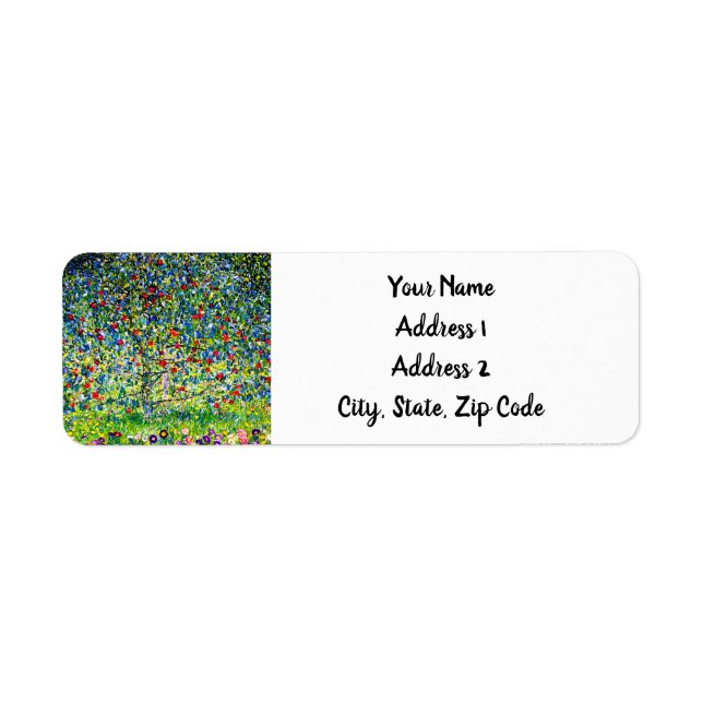 Gustav Klimt Apple Träd Returadress Etikett (Framsidan)