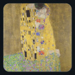 Gustav Klimt är Kiss Painting Art Fyrkantigt Klistermärke<br><div class="desc">Gustav Klimt's The Kiss (1907-1908) berömd-tavla</div>