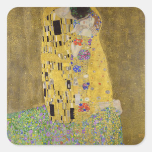 Gustav Klimt är Kiss Painting Art Fyrkantigt Klistermärke
