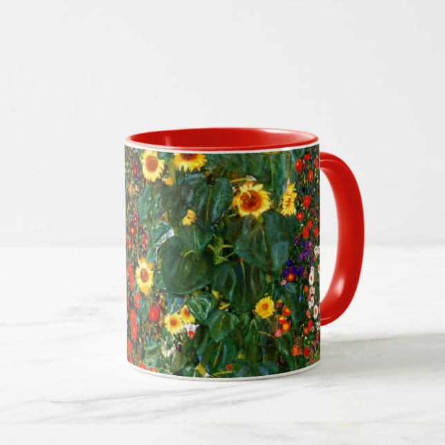 Gustav Klimt art - Farm Garden med solblommor Mugg (Framsida höger)