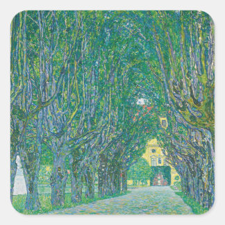 Gustav Klimt: Avenue of Schloss Kammer Park Fyrkantigt Klistermärke