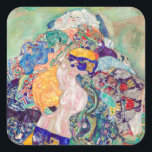 Gustav Klimt - Baby / Cradle Fyrkantigt Klistermärke<br><div class="desc">Baby / Cradle - Gustav Klimt,  Oil on Canvas,  1917-1918</div>