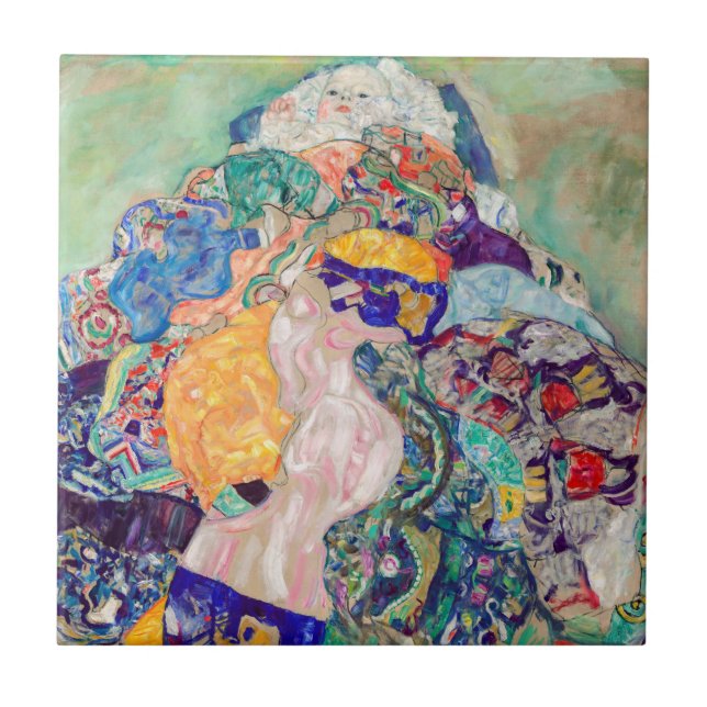 Gustav Klimt - Baby / Cradle Kakelplatta (Framsidan)