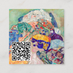 Gustav Klimt - Baby / Cradle - QR-kod Fyrkantigt Visitkort