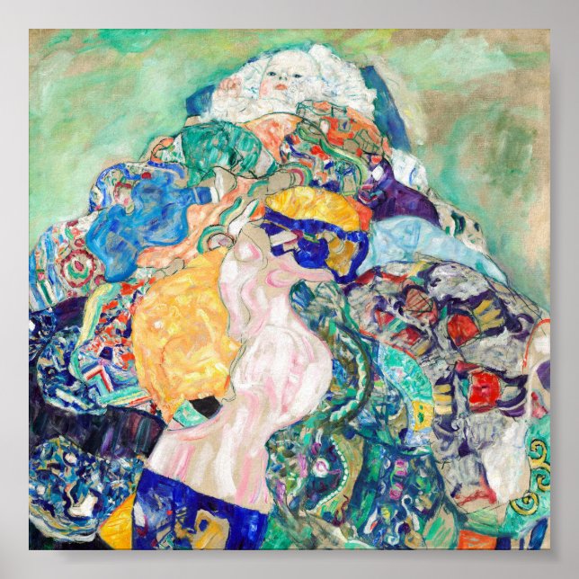 Gustav Klimt, Baby-vaggan, fin konst Poster (Framsidan)