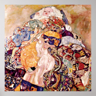 Gustav Klimt - Baby-vaggan - nyfödd Poster