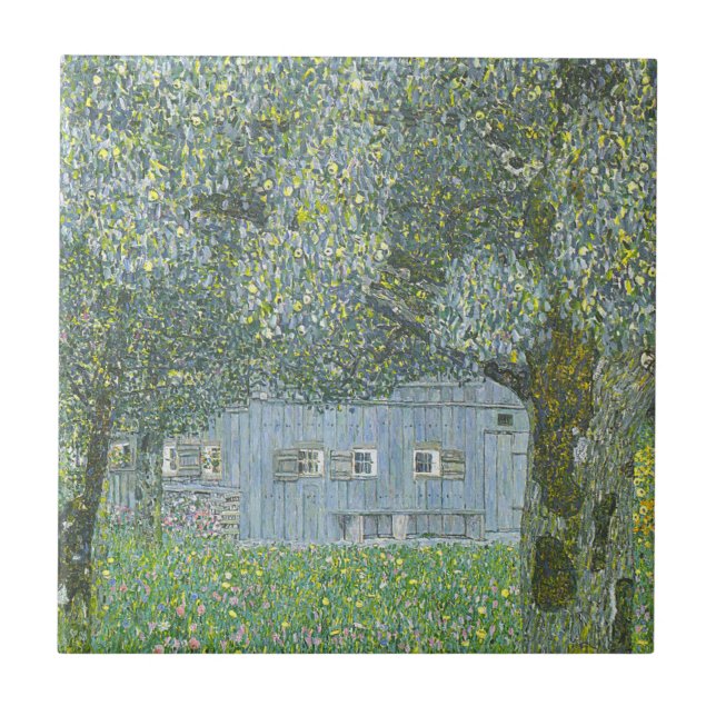 Gustav Klimt - Bauerhaus i Buchberg målning Kakelplatta (Framsidan)