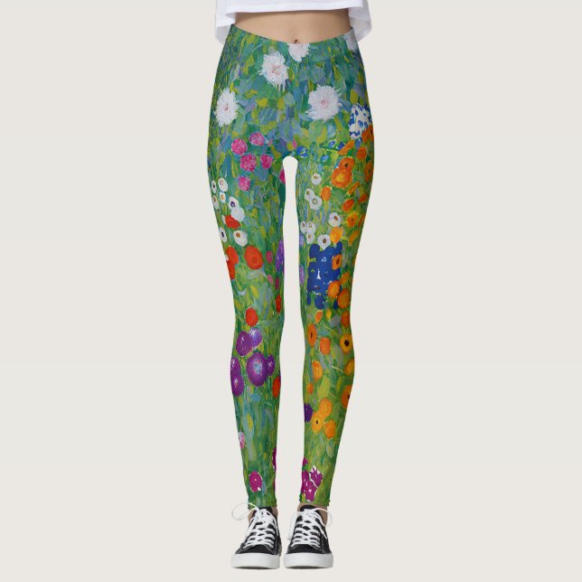Gustav Klimt Bauerngarten Blomsterträdgård Fine Ar Leggings (Framsida)