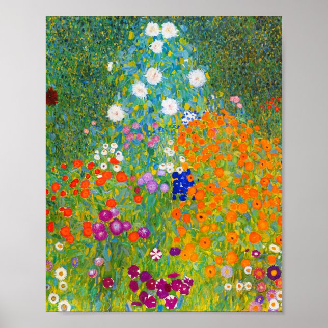 Gustav Klimt Bauerngarten Blomsterträdgård Fine Ar Poster (Framsidan)