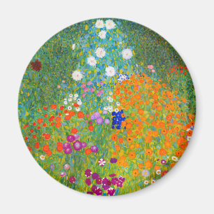 Gustav Klimt Bauerngarten Blomsterträdgård Fine Magnet