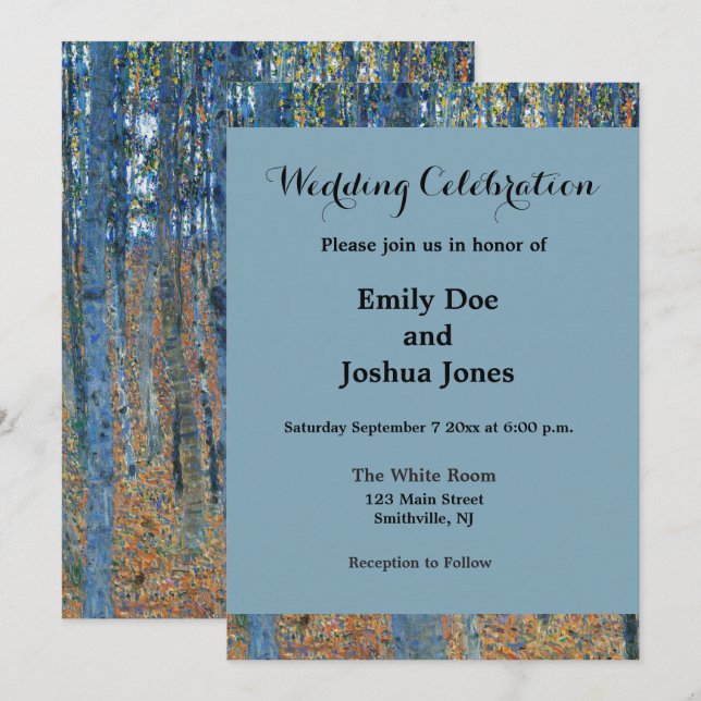 Gustav Klimt Beech Träd Forest Grove Inbjudningar (Fram/baksida)