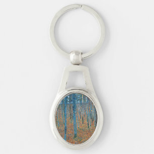 Gustav Klimt Beech Träd Forest Grove Ovalt Silverfärgad Nyckelring