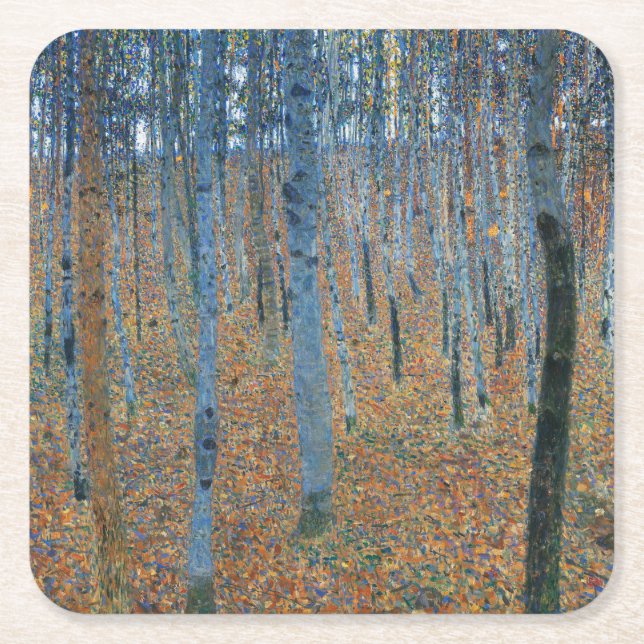 Gustav Klimt Beech Träd Forest Grove Underlägg Papper Kvadrat (Framsidan)