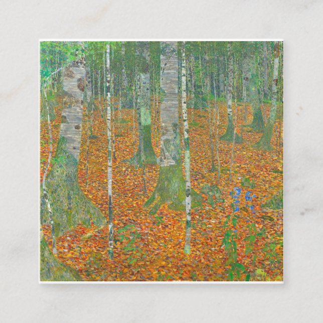 Gustav Klimt - Birch Forest Fyrkantigt Visitkort (Framsida)