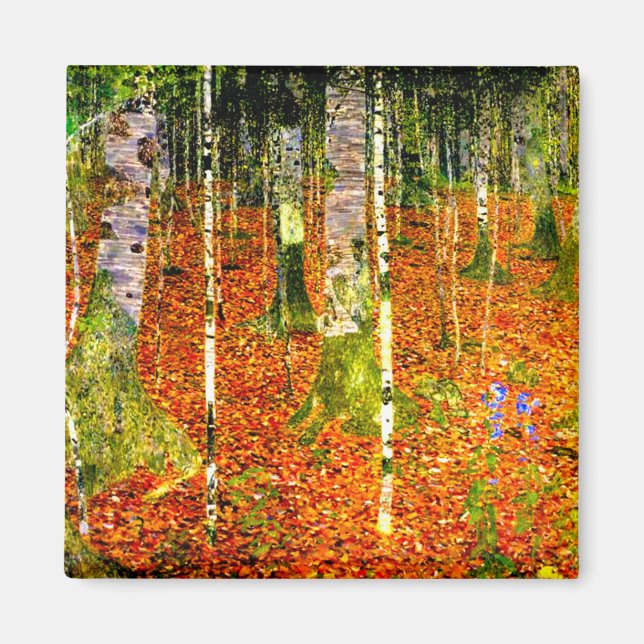 Gustav Klimt Birch Träd Magnet (Framsidan)