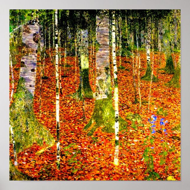Gustav Klimt Birch Träd Poster (Framsidan)