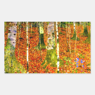 Gustav Klimt Birch Träd Rektangulärt Klistermärke