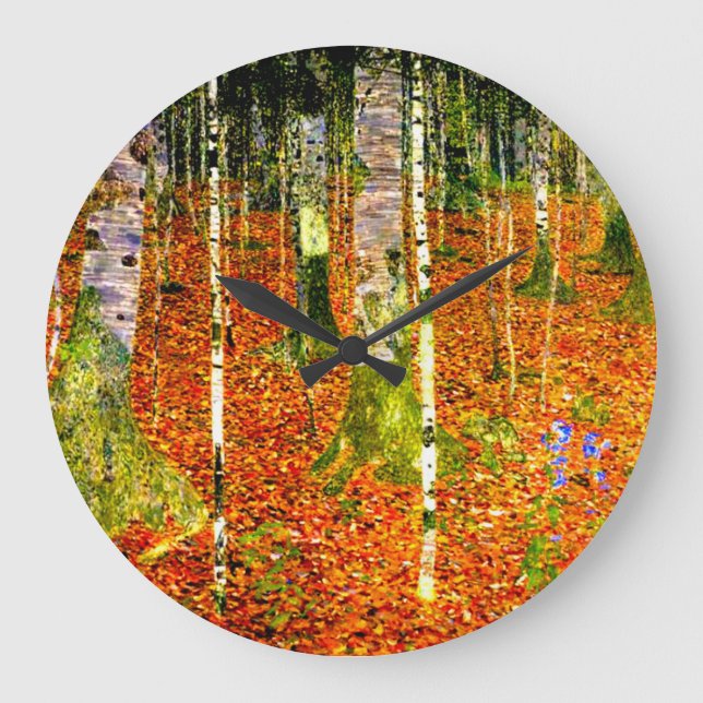 Gustav Klimt Birch Träd Stor Klocka (Framsida)