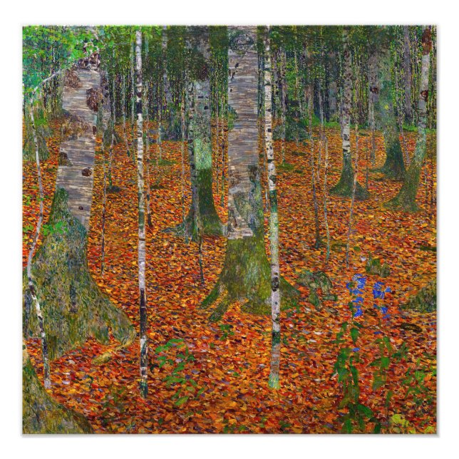 Gustav Klimt - Birch Wood Fototryck (Framsidan)
