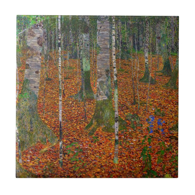 Gustav Klimt - Birch Wood Kakelplatta (Framsidan)