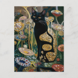 Gustav Klimt Black Cat I en Blomsterträdgård, CAT  Vykort