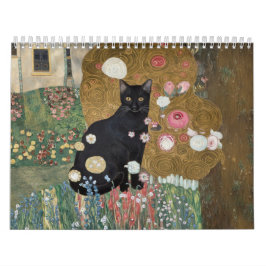 Gustav Klimt Black Cat I en Blomsterträdgård, Katt Kalender