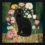Gustav Klimt Black Cat I en Blomsterträdgård, Katt Poster<br><div class="desc">Gustav Klimts "svarta katt i en Blomsterträdgård" är en levande och vismisk målning som fångar Art nouveau innersta väsen. Målningen har en slimmad svart katt med smart och vacker ögon, som ser fin ut i en symfoni med levande blommor. Kattens päls är en rik, svart mörk och blommorna är en...</div>