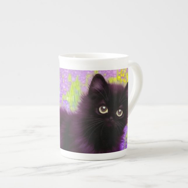 Gustav Klimt Black Kitten Benporslin Mugg (Framsida höger)