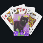 Gustav Klimt Black Kitten Casinokort<br><div class="desc">Spelkort med en Gustav Klimt svart kattunge! Denna vidsynta skönhet finns i grönten fält i lila blommor. En tankfull gåva till kattälskare och österrikiska konstentusiaster!</div>