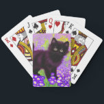 Gustav Klimt Black Kitten Casinokort<br><div class="desc">Spelkort med en Gustav Klimt svart kattunge! Denna vidsynta skönhet finns i grönten fält i lila blommor. En tankfull gåva till kattälskare och österrikiska konstentusiaster!</div>
