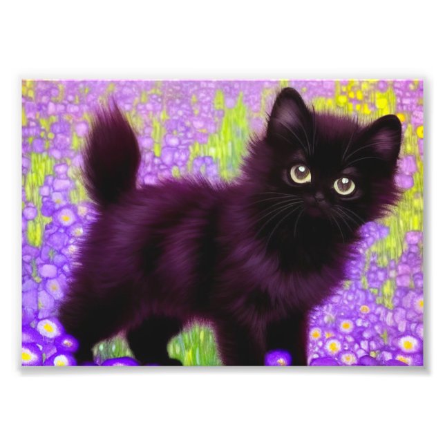 Gustav Klimt Black Kitten Fototryck (Framsidan)