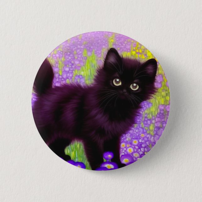 Gustav Klimt Black Kitten Knapp (Framsida)