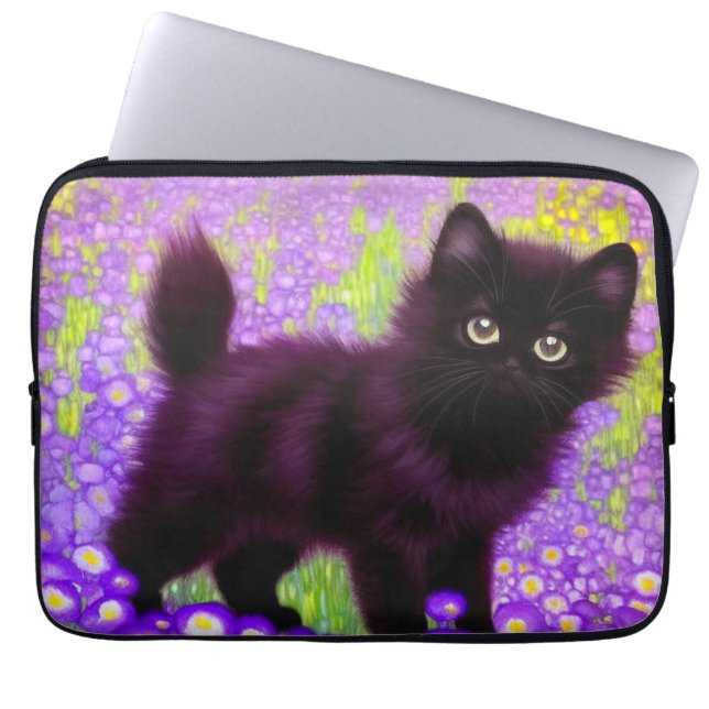 Gustav Klimt Black Kitten Laptop Fodral (Framsidan)