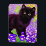 Gustav Klimt Black Kitten Magnet<br><div class="desc">Magnet med en Gustav Klimt svart kattunge! Denna vidsynta skönhet finns i grönten fält i lila blommor. En tankfull gåva till kattälskare och österrikiska konstentusiaster!</div>