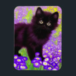 Gustav Klimt Black Kitten Magnet<br><div class="desc">Magnet med en Gustav Klimt svart kattunge! Denna vidsynta skönhet finns i grönten fält i lila blommor. En tankfull gåva till kattälskare och österrikiska konstentusiaster!</div>